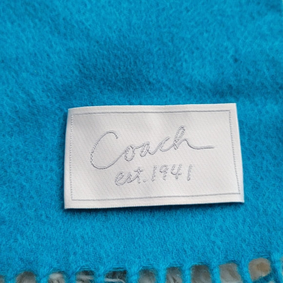Coach Turquoise Scarf with Fringe - Picture 6 of 8